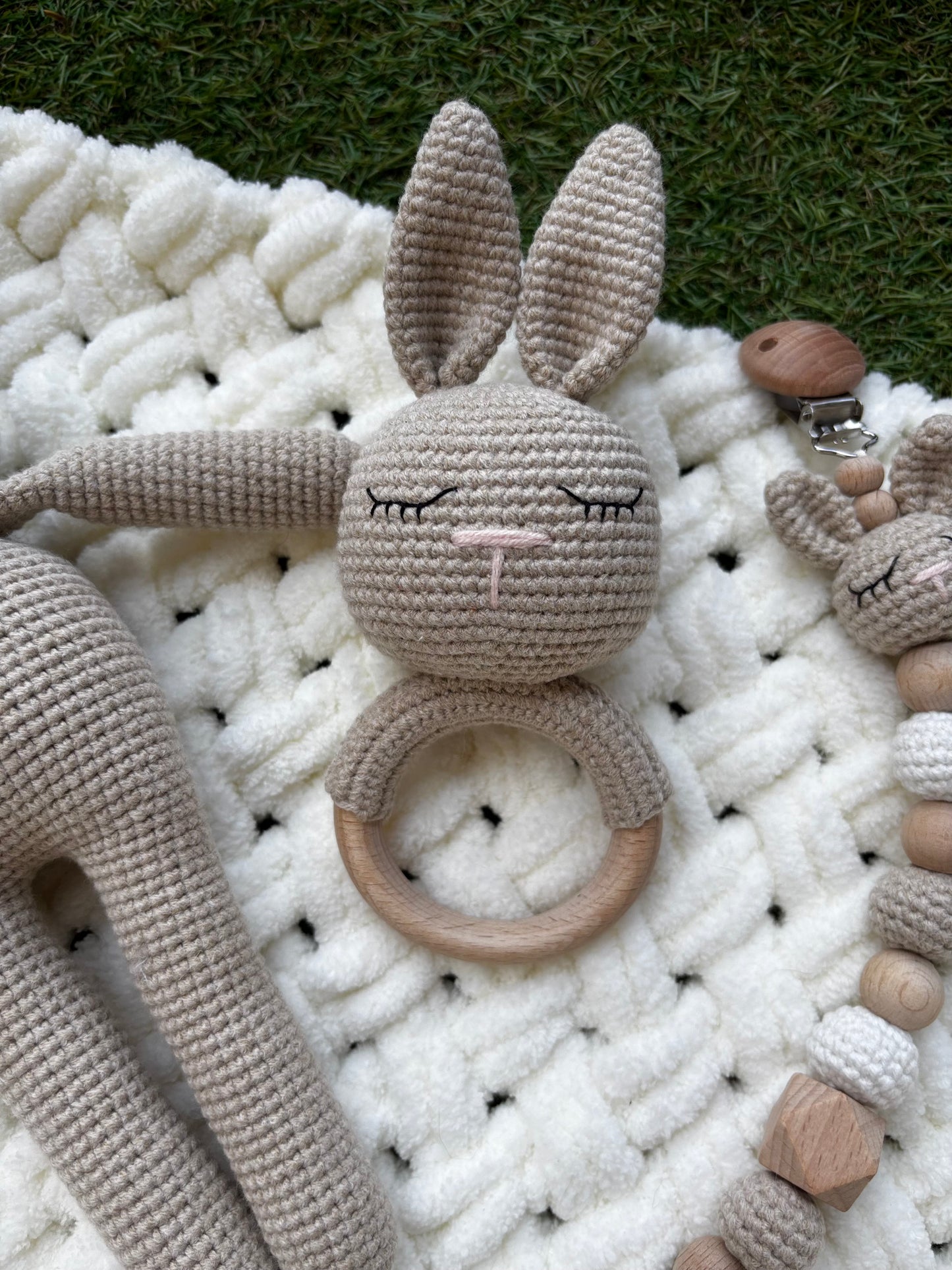 Trio Poupée Lapin Beige