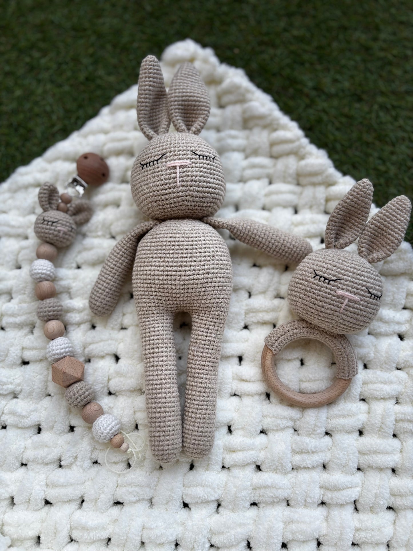 Trio Poupée Lapin Beige