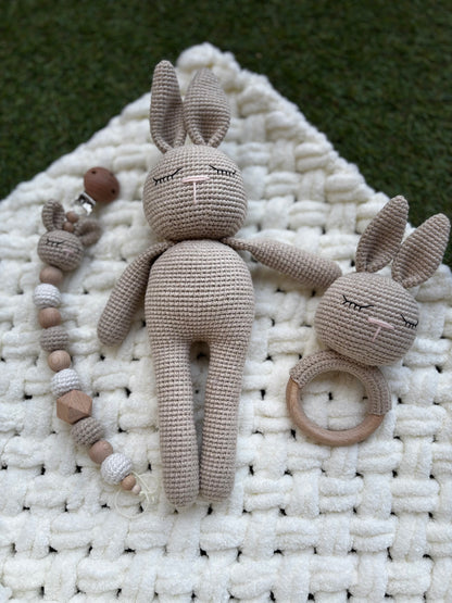 Trio Poupée Lapin Beige